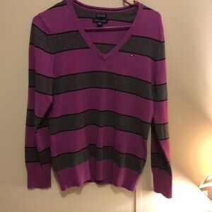 Tommy Hilfiger size large purple and grey stripped sweater